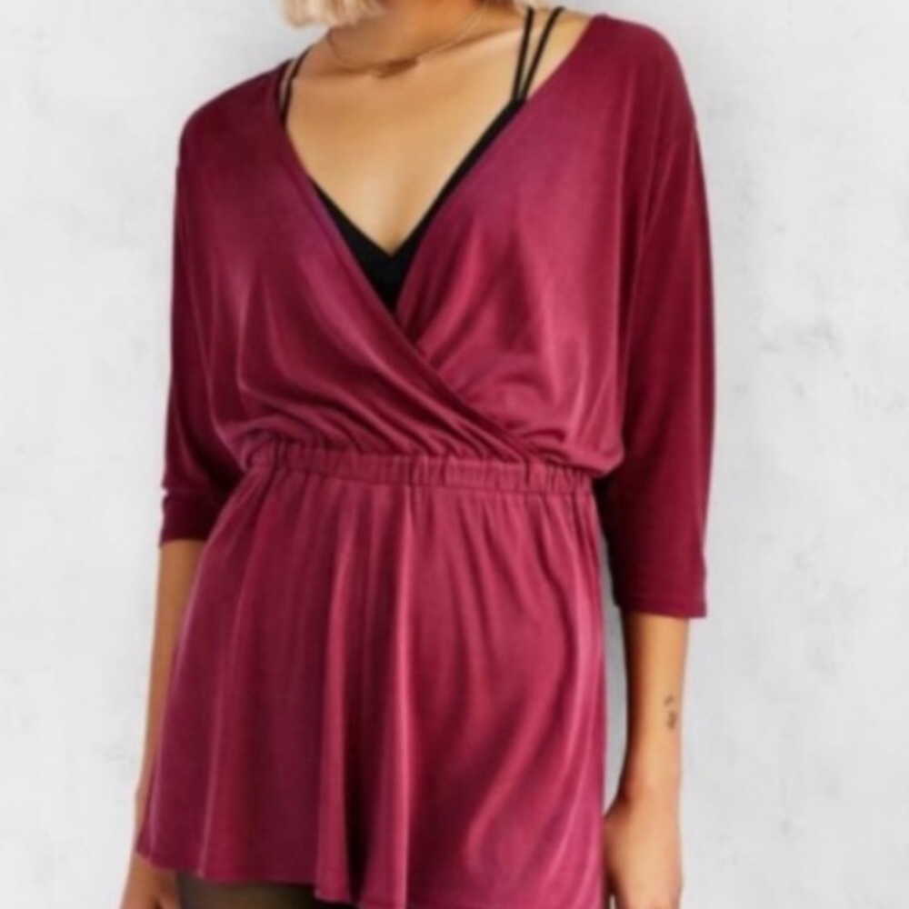 Urban outfitters NWOT maroon plunge romper